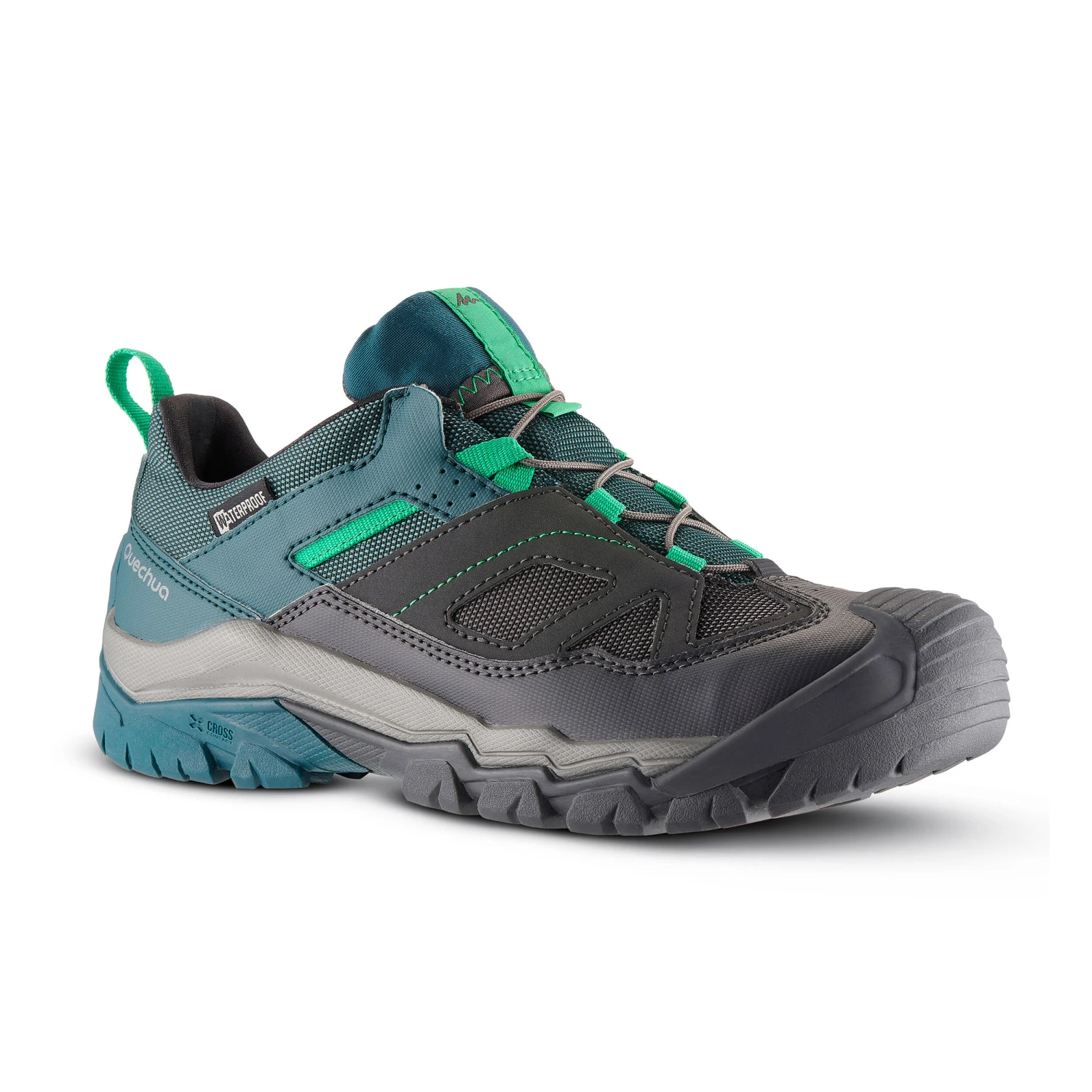 Quechua Kid's Waterproof Lace-up Hiking Shoes CROSSROCK - Green 3 1 Quechua Kid's Waterproof Lace-up Hiking Shoes CROSSROCK - Green 3