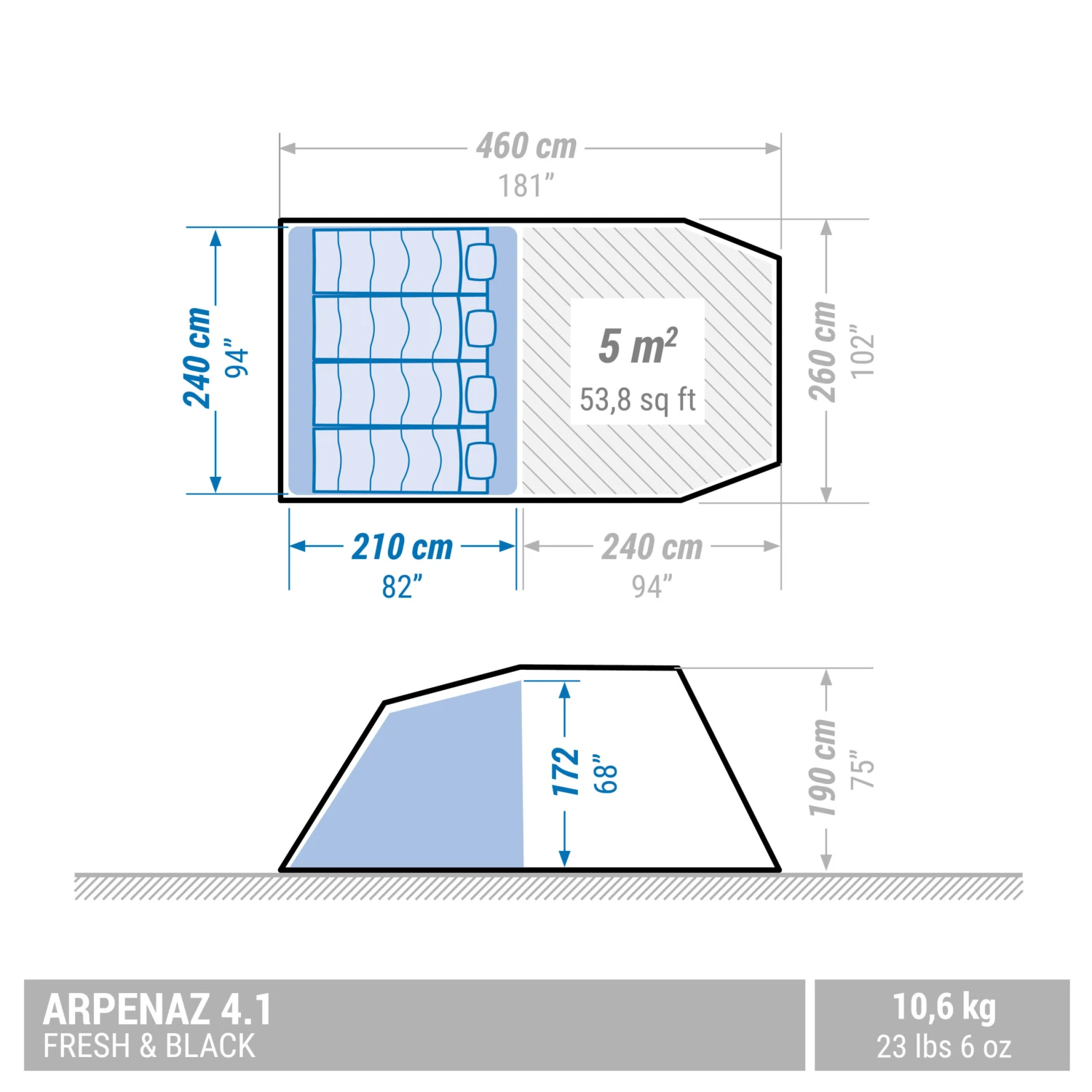 Quechua 4 Man Blackout Tent With Poles 2 Quechua 4 Man Blackout Tent With Poles - Image 2