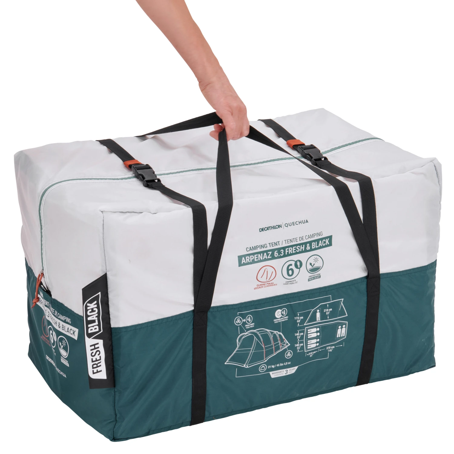 Quechua 6 Man Blackout Tent With Poles - Arpenaz 6.3 F&B 4 Quechua 6 Man Blackout Tent With Poles - Arpenaz 6.3 F&B - Image 4